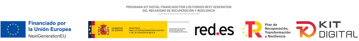 Logotipos de la UE, Gobierno de España, redes.es y Kit Digital